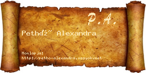 Pethő Alexandra névjegykártya